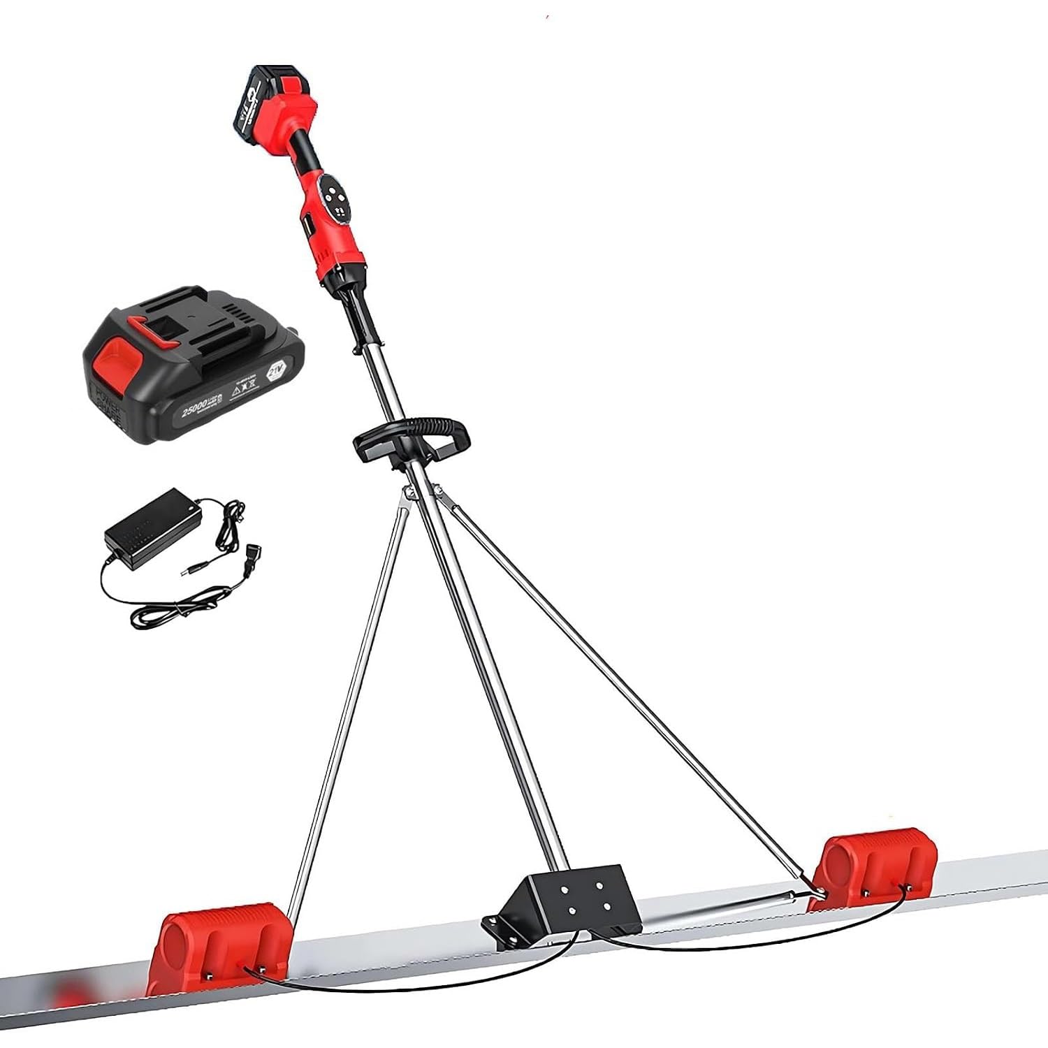 Senodon 1 Battery Lithium Battery Concret Trowel, Cordless Cement Screed, With 1.5/1.8/2M Stainless Steel Board, 9-Speed Adjustment, 7500Mah Battery, Ergonomic Handle