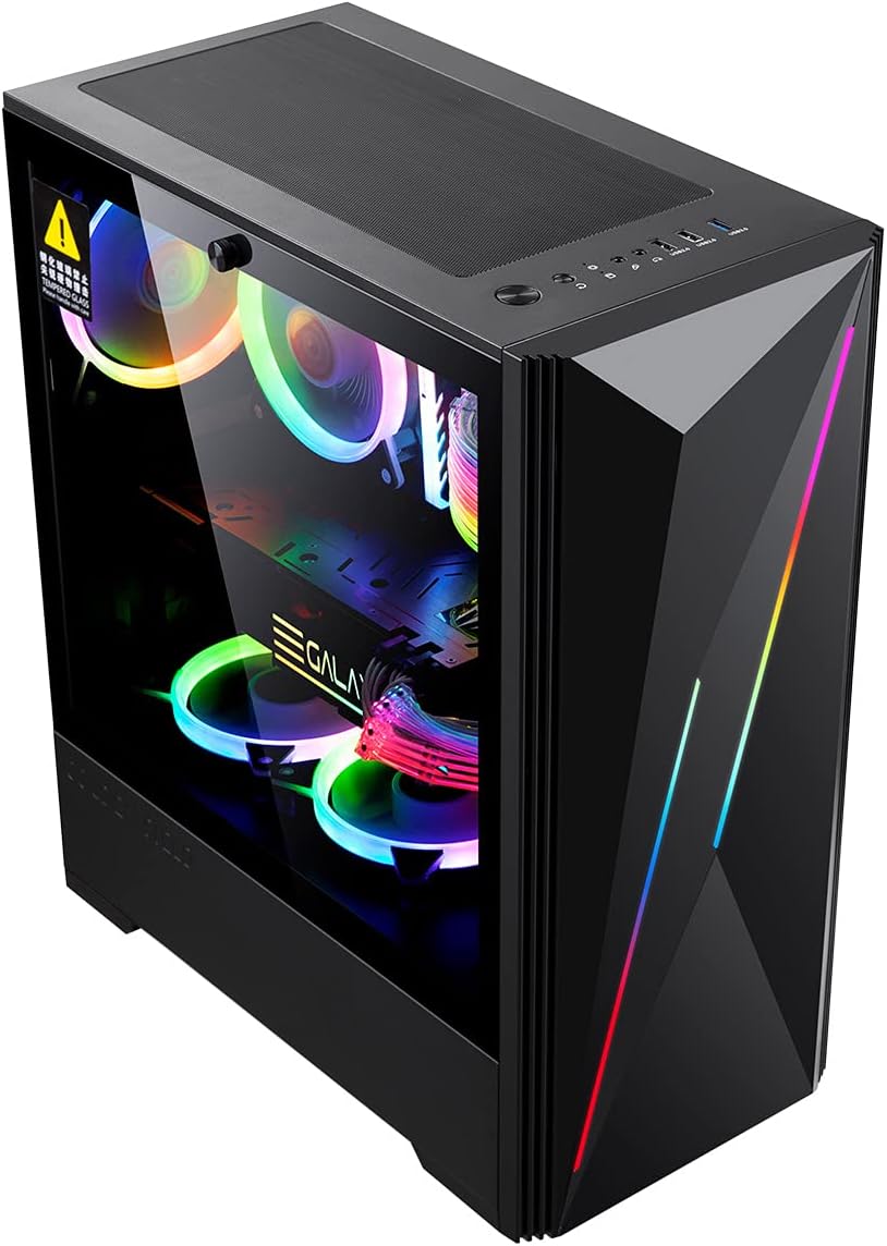 Blасk Frіdау - 70% оƒƒ GOLDEN FIELD P3 ATX/Micro ATX/ITX Computer Gaming PC Case with RGB Strip Front Panel Snap-in Tempered Glass Door Design Side Panel