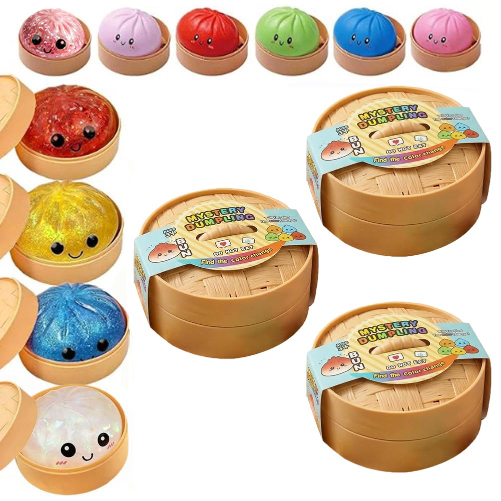 Dumpling Squishies Mystery Box, 2026 Upgrade 10 Colors Random Mystery Glitter Dumpling Squishies Toy Gift Box, Colorful Stress Balls Fidget Sensory Toy with Steamer for Kids Adults — view 11