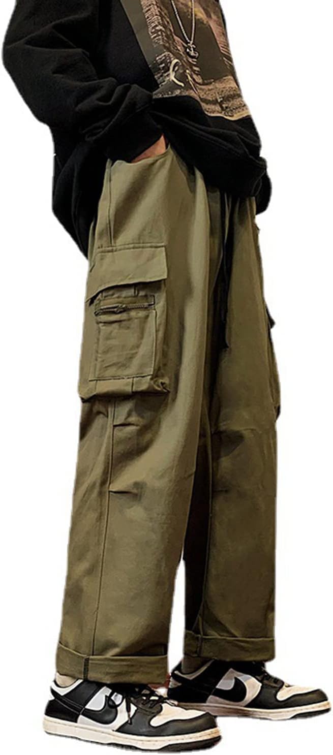 WeierpidanGothic Baggy Cargo Pants with Pockets for Women Men Harajuku Casual Joggers Outdoor Loose Trousers Y2K Streetwear