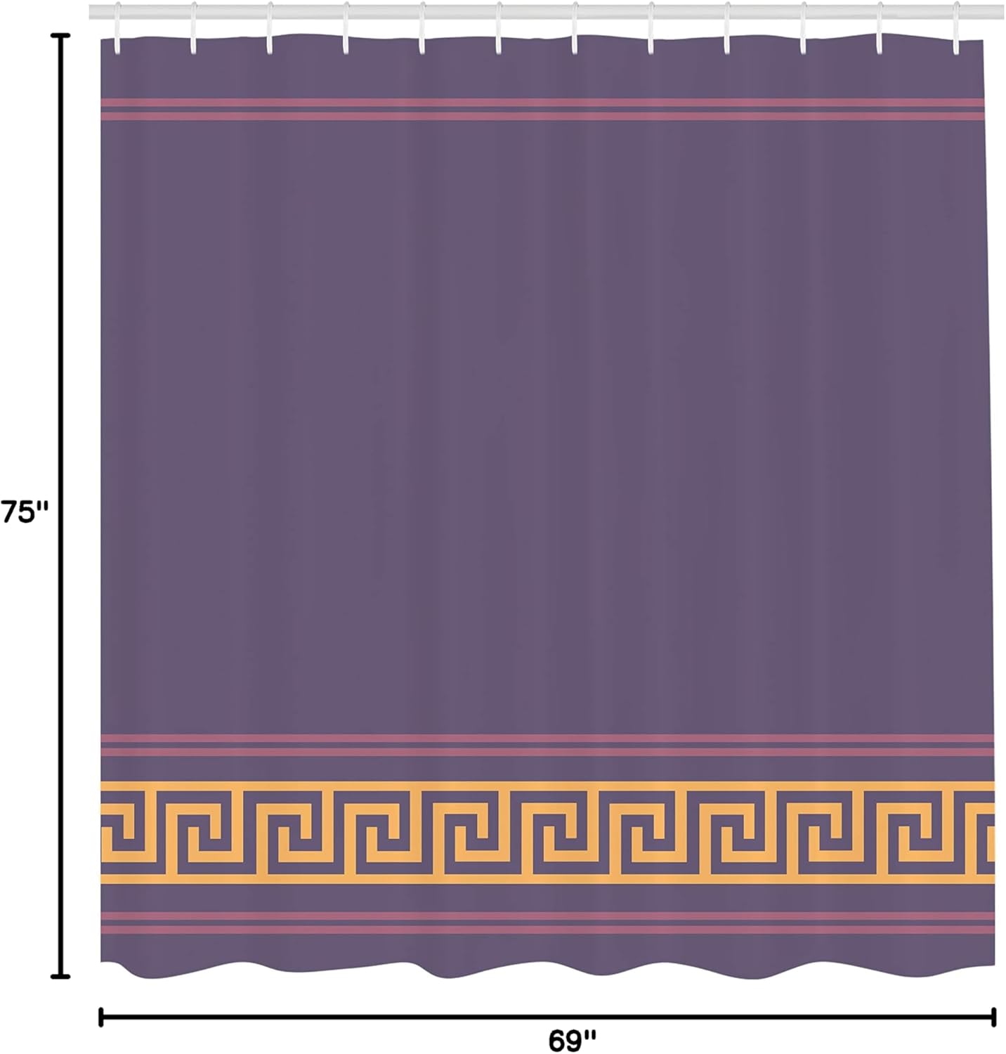 Ambesonne Abstract Shower Curtain, Simplistic Classic Greek Inspired Pattern in Monochrome Design, Cloth Fabric Bathroom Decor Set with Hooks, 69" W x 75" L, Grey and Orange
