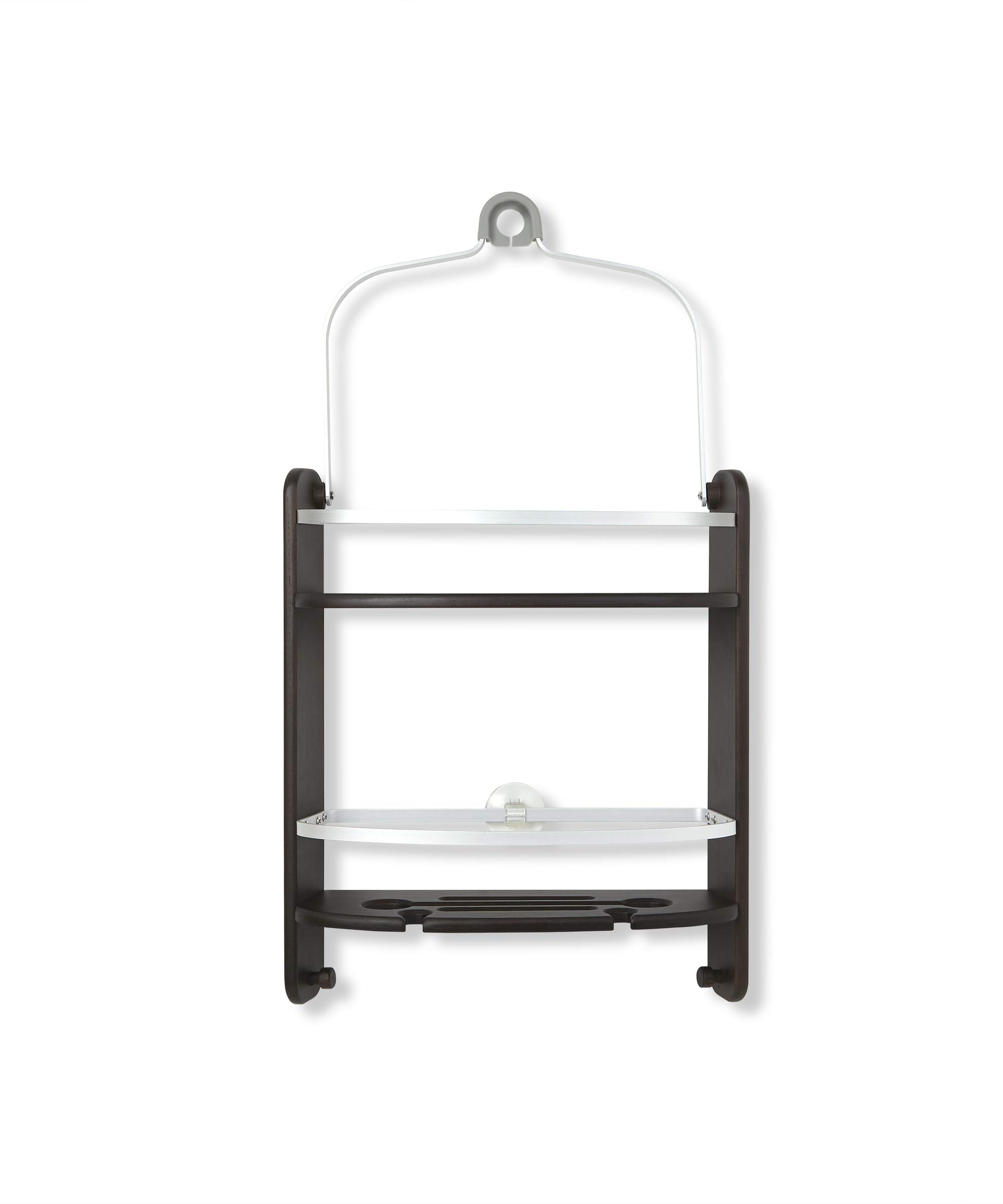 Umbra Shower Caddy Large, SelfDraining, Integrated Razor Holders, HooksBamboo and Metal, Rust