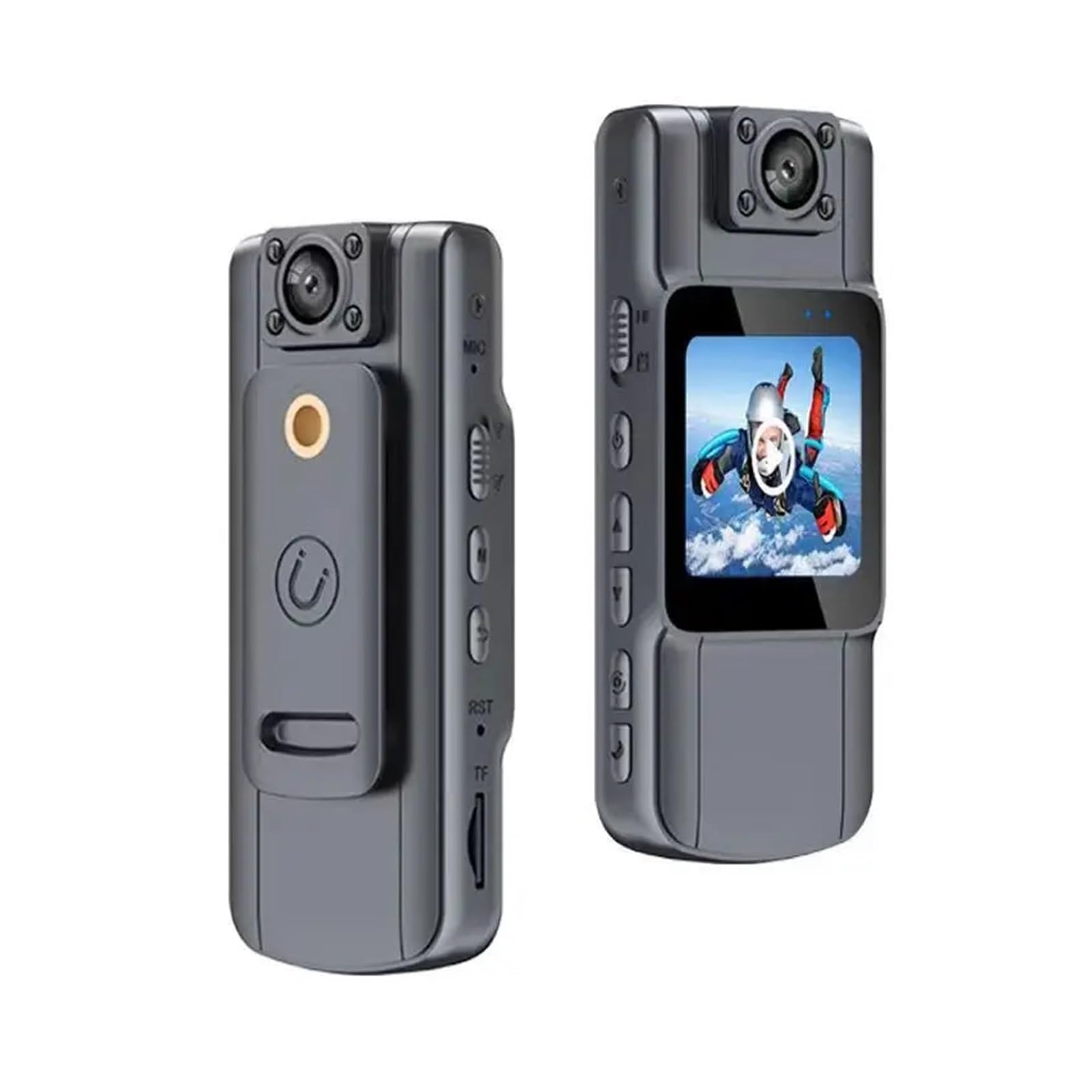 JVDDI Body Camera Mini Camera With HD IPS Screen 180Rotatable Len and Back Clip Full Hd Police Body Worn Wearable Pocket Bodycam Camcorder for Outdoor Recording(Mini Cam)