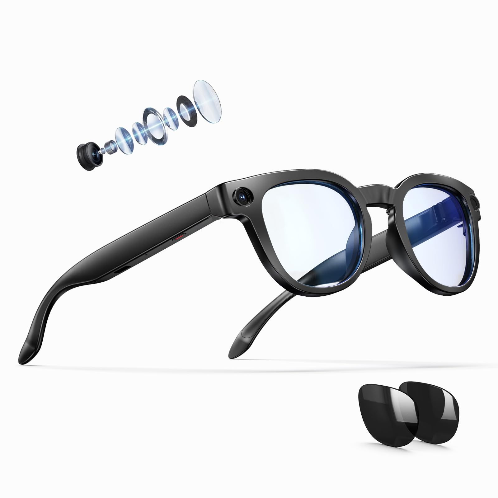 AI Smart Glasses with 8MP Camera ,Photo Capture,4K Video ,Real Time Translation, Recording,GPT Identify Objects, Open-Ear Audio,Photochromic Lenses Bluetooth Wearable tech Glasses for Travel Vlog Work-image-5