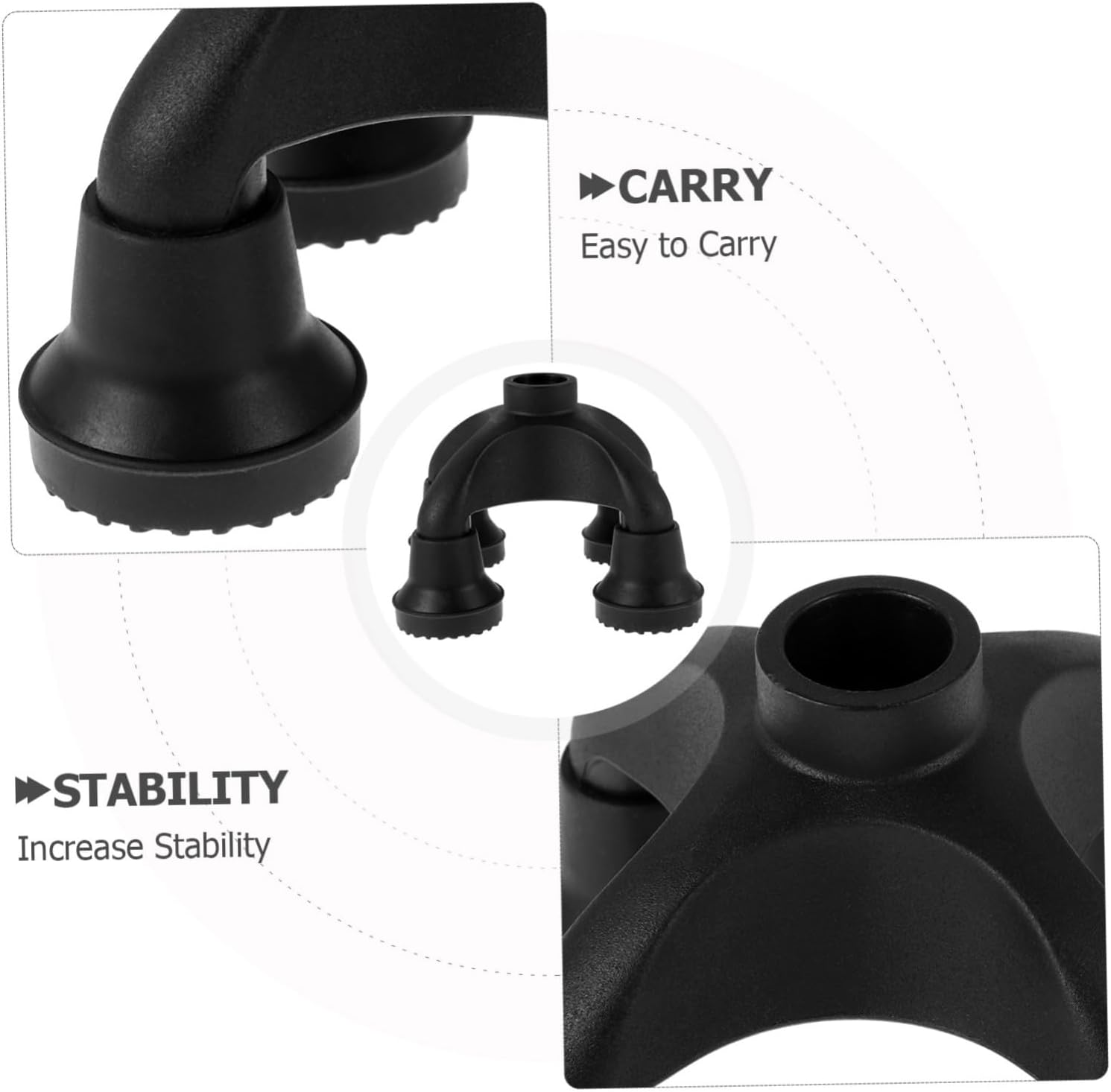 FOMIYES Non-Slip Crutch Feet Tip Replacement for Walking Canes and Trekking Poles Self-Standing Quad Base Cane Tip for Enhanced Stability and Comfort