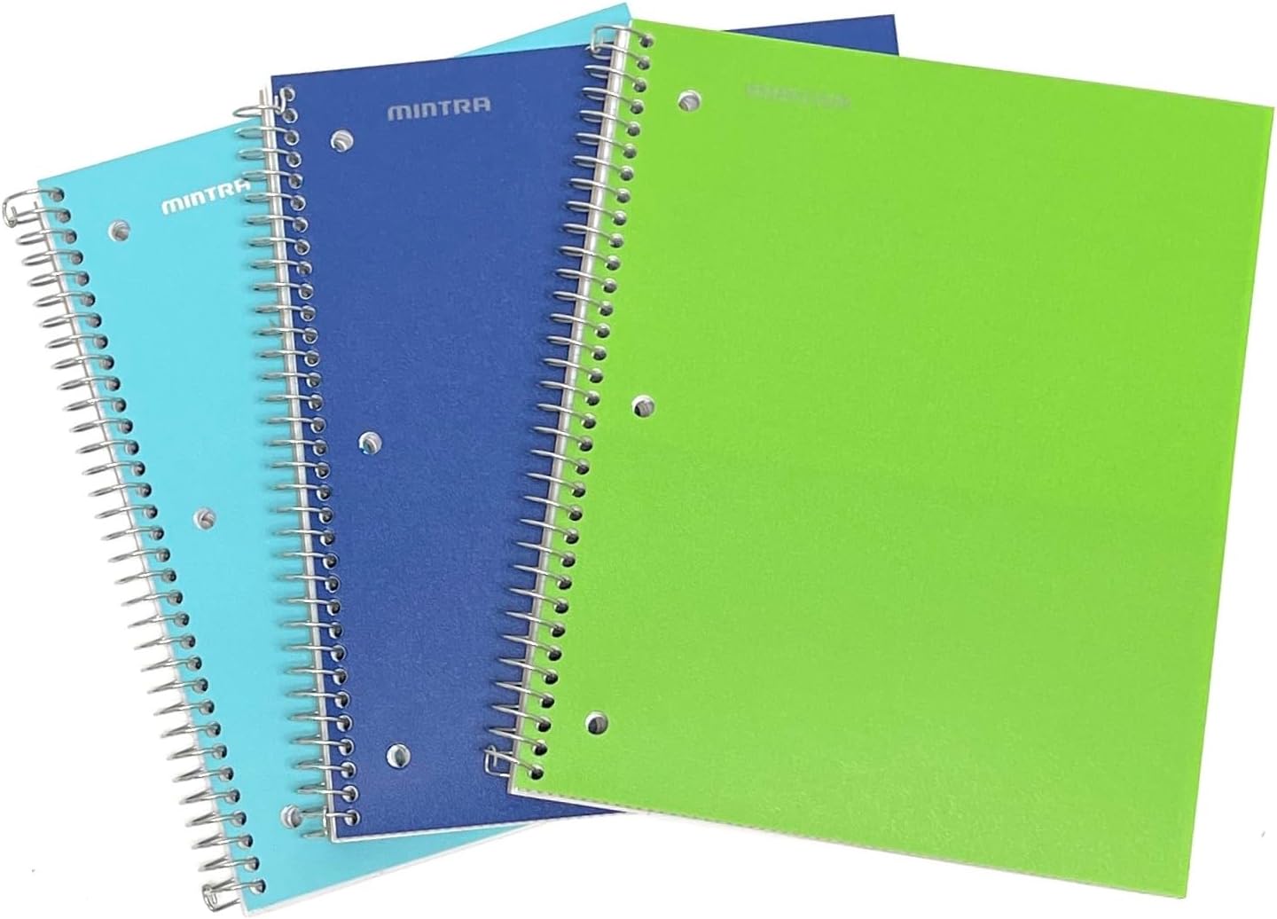 Mintra Office Durable Spiral Notebooks, 3 Subject (Black, College Ruled 12pk)