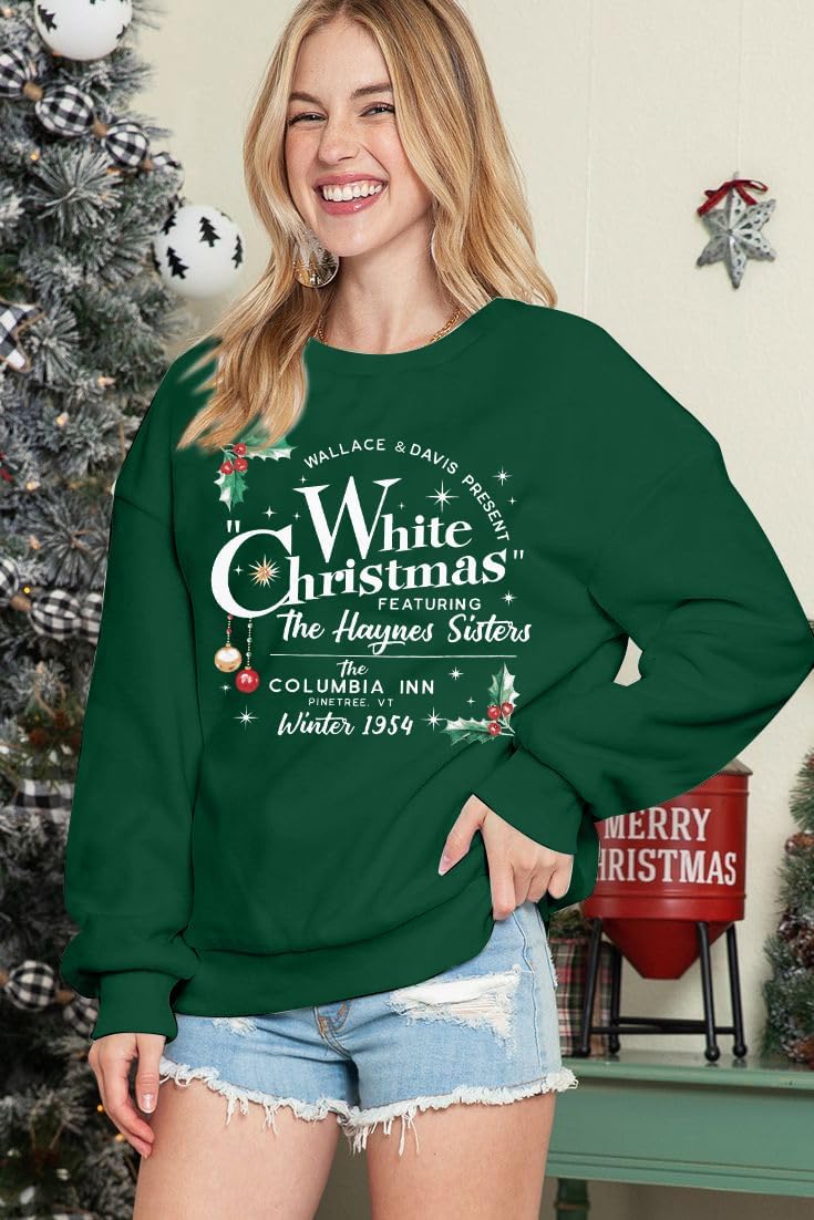 MAXIMGR White Christmas Sweatshirt for Women Christmas Sweatshirts Xmas Holiday Sweatshirt Funny Letter Print Pullover Tops - Image 2
