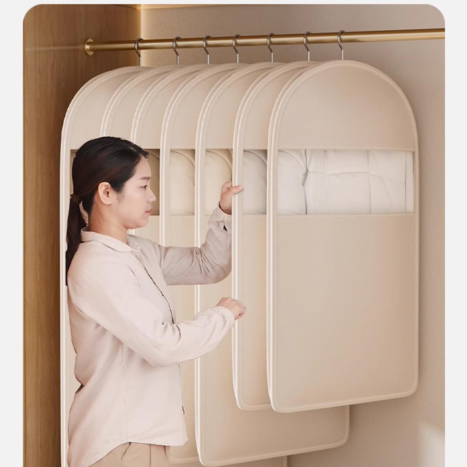 Space Saving Garment Bag Compression Hanging Storage Bags with Self-Seal Zipper for Closet Organization Travel Clothing Storage for
