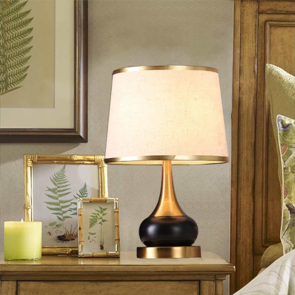 XINYASEE Lampe de table E27 pour la chambre et le salon avec abat-jour en lin et corps en métal, peut être utilisée comme lampe décorative d'hôtel et lampe décorative de chevet (B)