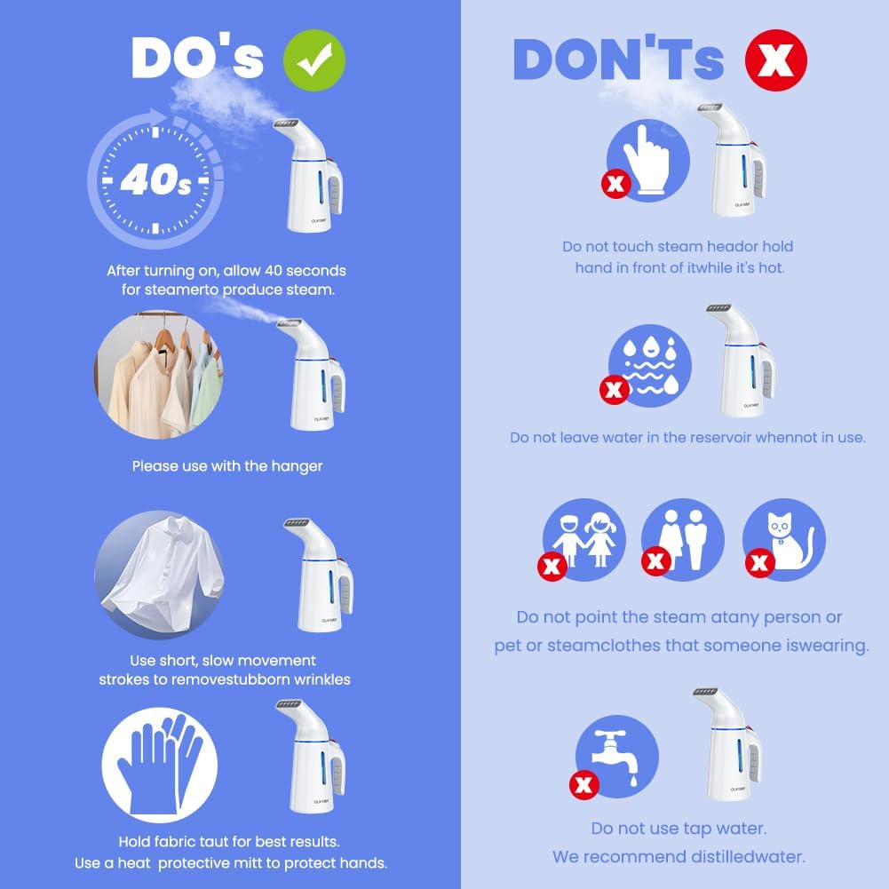 OLAYMEY Ferro da Stiro Verticale, Stiratrice Verticale Portatili a Vapore Riscaldamento Rapido in 40s, Stiratore Verticale Rimozione/Disinfezione di Rughe a Vapore Forti e Continue, per Viaggi e Casa OLAYMEY Ferro da Stiro Verticale, Stiratrice Verticale Portatili a Vapore Riscaldamento Rapido in 40s, Stiratore Verticale Rimozione/Disinfezione di Rughe a Vapore Forti e Continue, per Viaggi e Casa