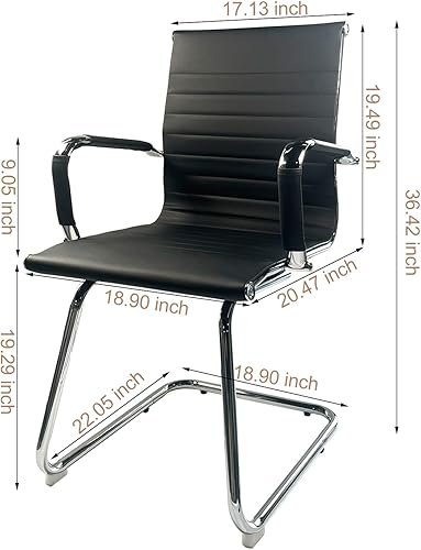 Miniatura 3 de Sillas de invitados de oficina, sillas de recepción, sillas de sala de espera de piel sintética sin ruedas, silla de escritorio desmontable con base