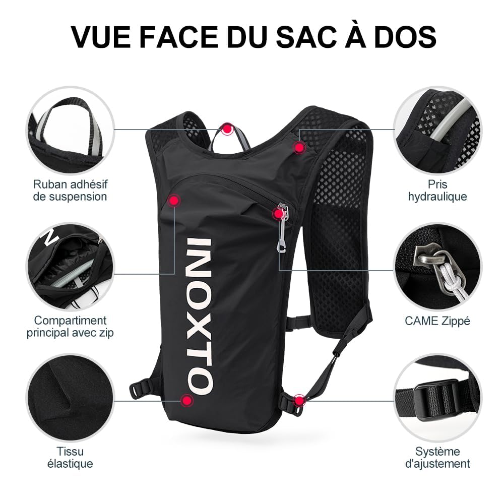 INOXTO Sac d'hydratation léger 5L Randonnée Marathon Cycliste Alpinisme