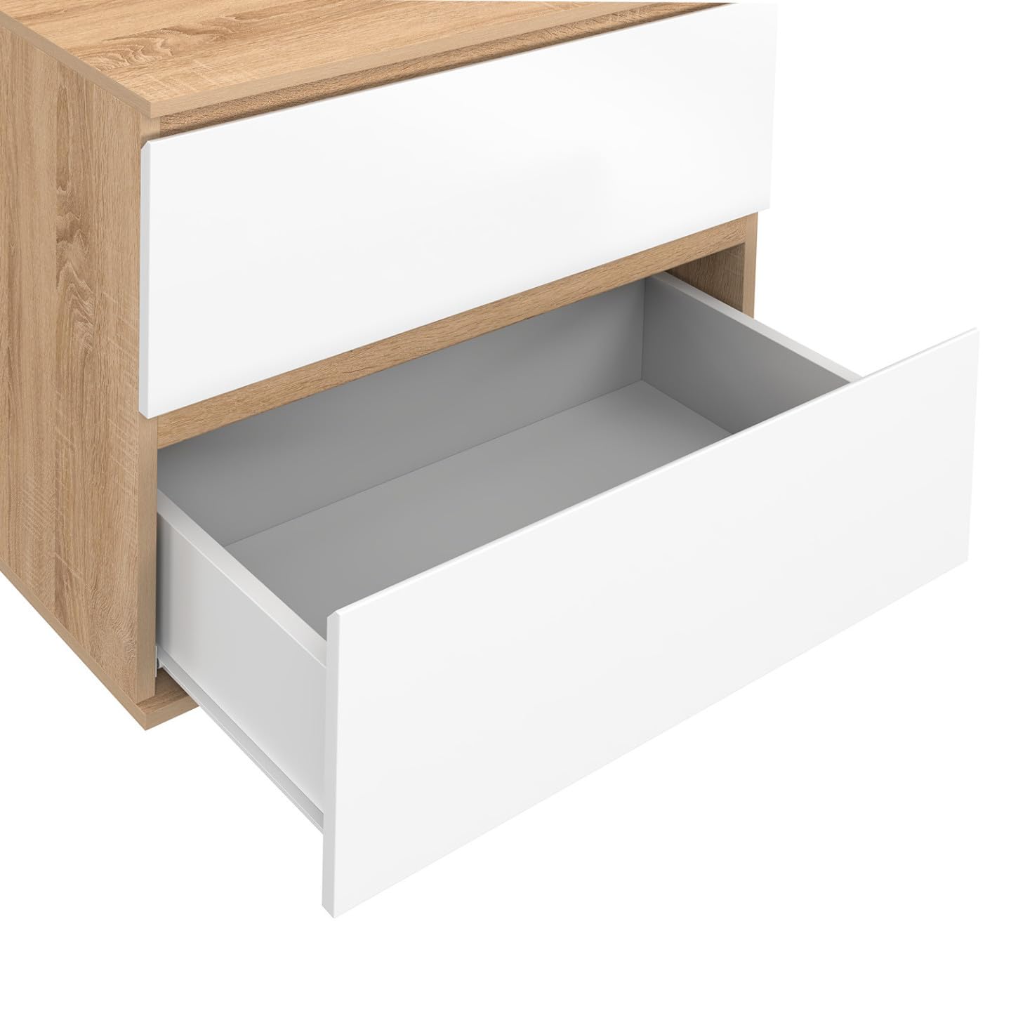 IDMarket - Mueble de baño con 2 cajones suspendidos TOMI en haya y blanco