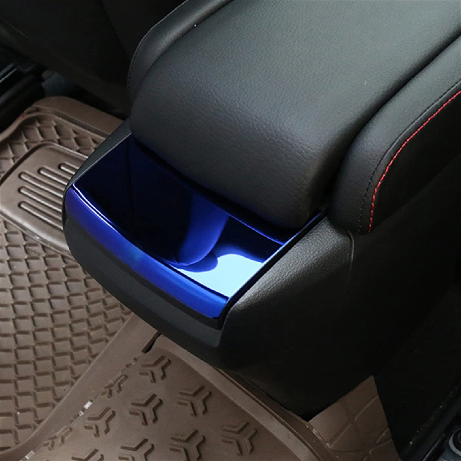 Qibbei Blu Car Interior Center Console Armrest Box Sequins Cover Carbon Fiber For For Civic 10Th 2018 2019 2016 2017(Blu)