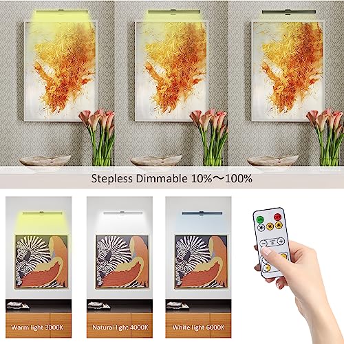 Image of MIOBLUE LED Picture Lights with Remote, 16in Metal Battery Operated Picture Light,Rechargeable Display Lamp,Dimmable Dartboard Light with Timer for Frame Wall Portrait Art, 2Pack