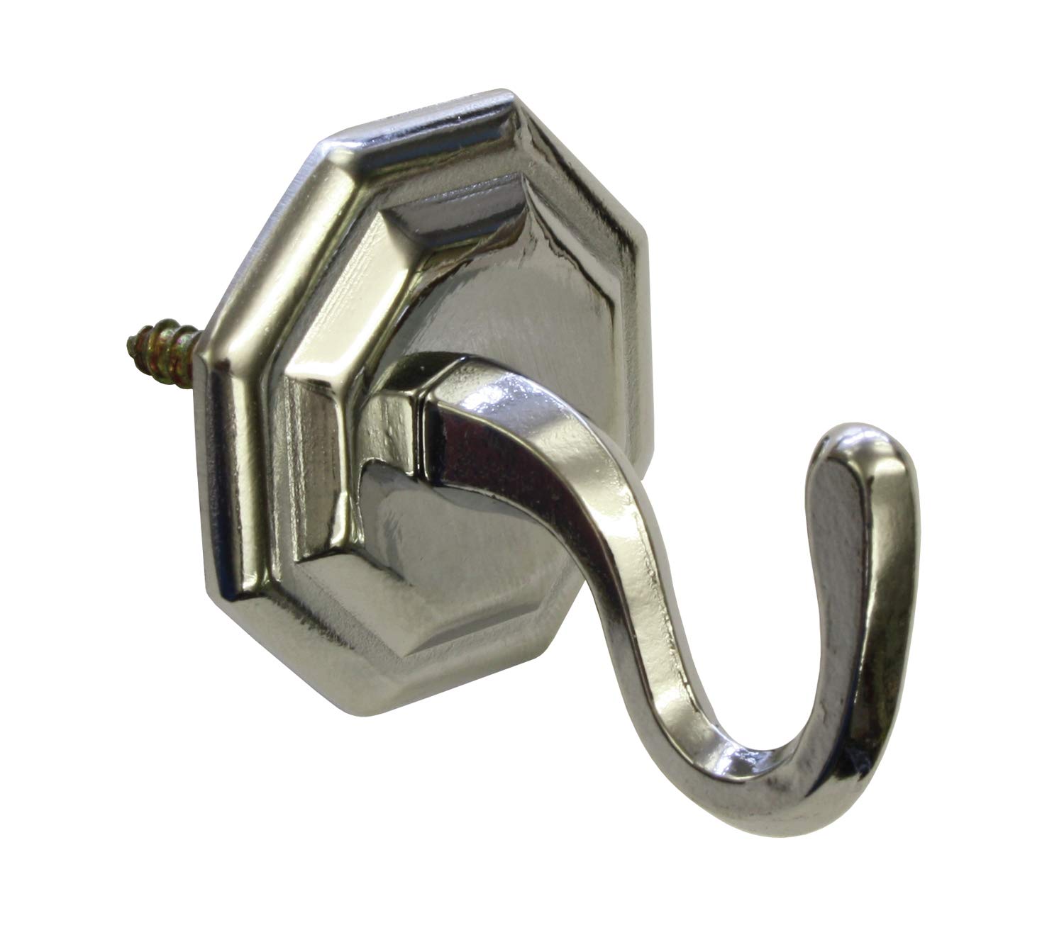 GARDINIA Decorative hooks for curtains and curtains, tiebacks for screws, classic, 1 piece, length 4 cm, metal, chrome