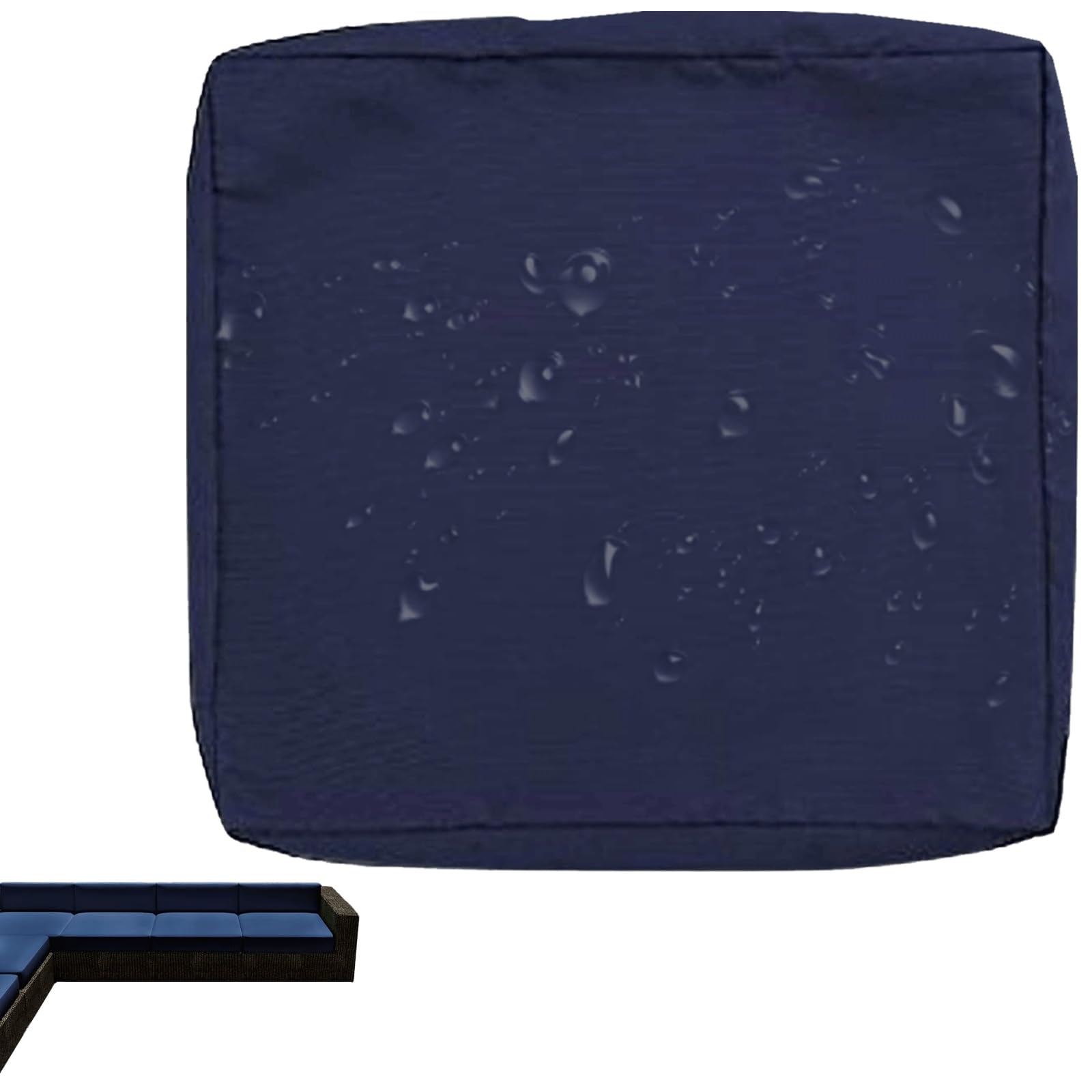 uyeoco 1/2/4-Pack Waterproof Sofa Seat Cushion Covers with Zipper, 60x60cm & 55x50cm, Chair Seat Pads Cover for Indoor & Outdoor Patio Rattan Furniture(Blue,50x45x10cm(1pc))