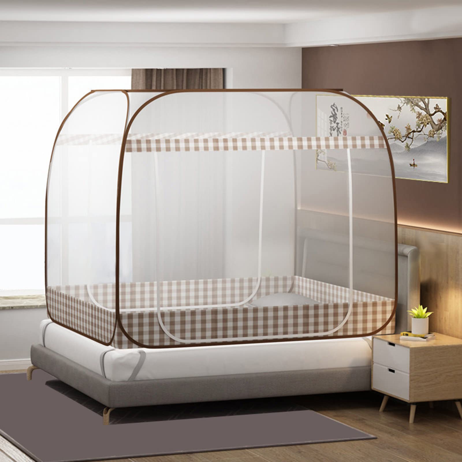Mosquitera, Dosel para Cama, mosquiteras portátiles de Viaje, Cortina Plegable de Doble Puerta para Acampar con Cremallera de 360° previene eficazmente Moscas, Mosquitos, etc. (Azul, 70,8 x 78,7 x 6
