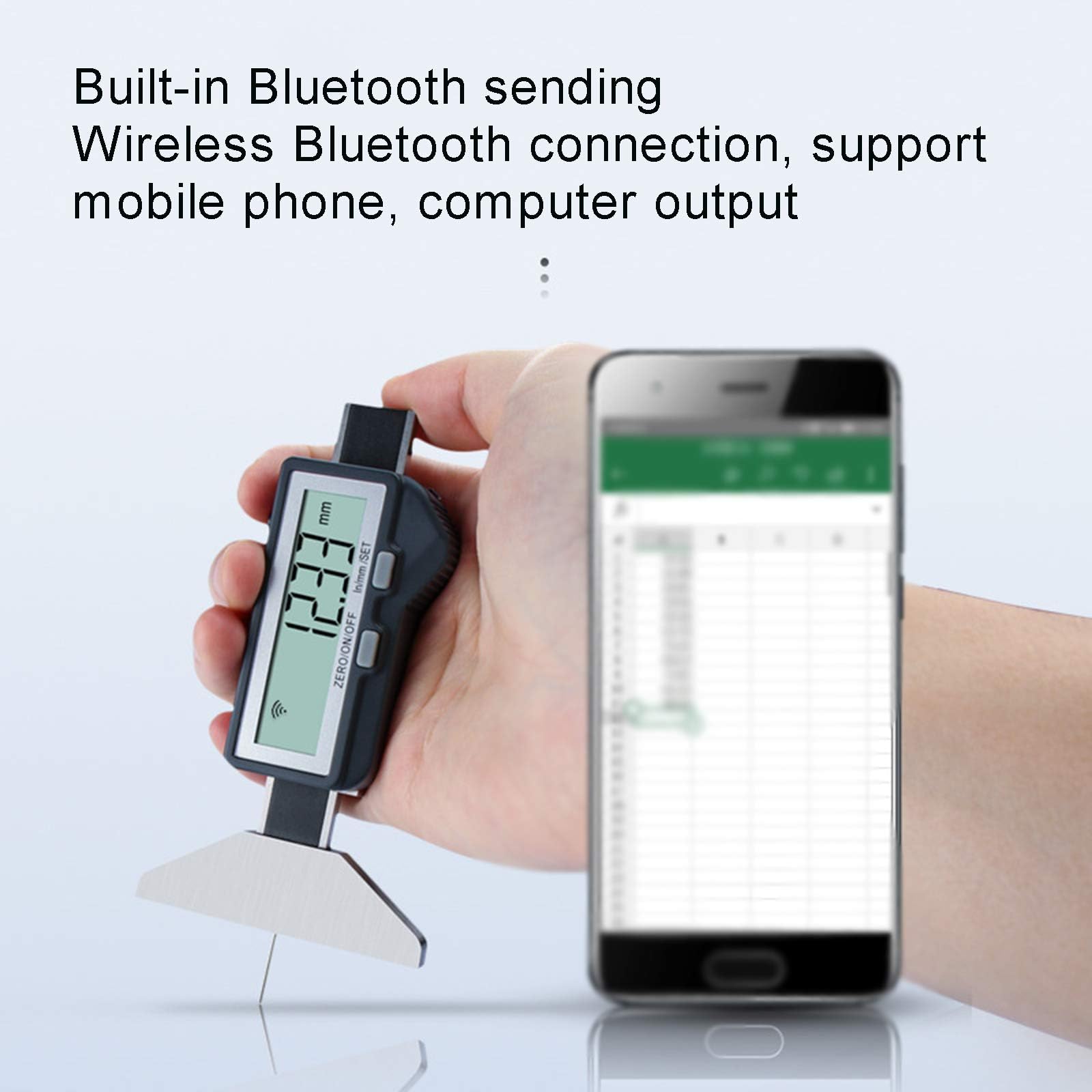 Medidor de profundidad de banda de rodadura de neumáticos, herramienta digital con Bluetooth y conversión de pulgadas/mm para mediciones precisas (0-25 mm) para vehículos