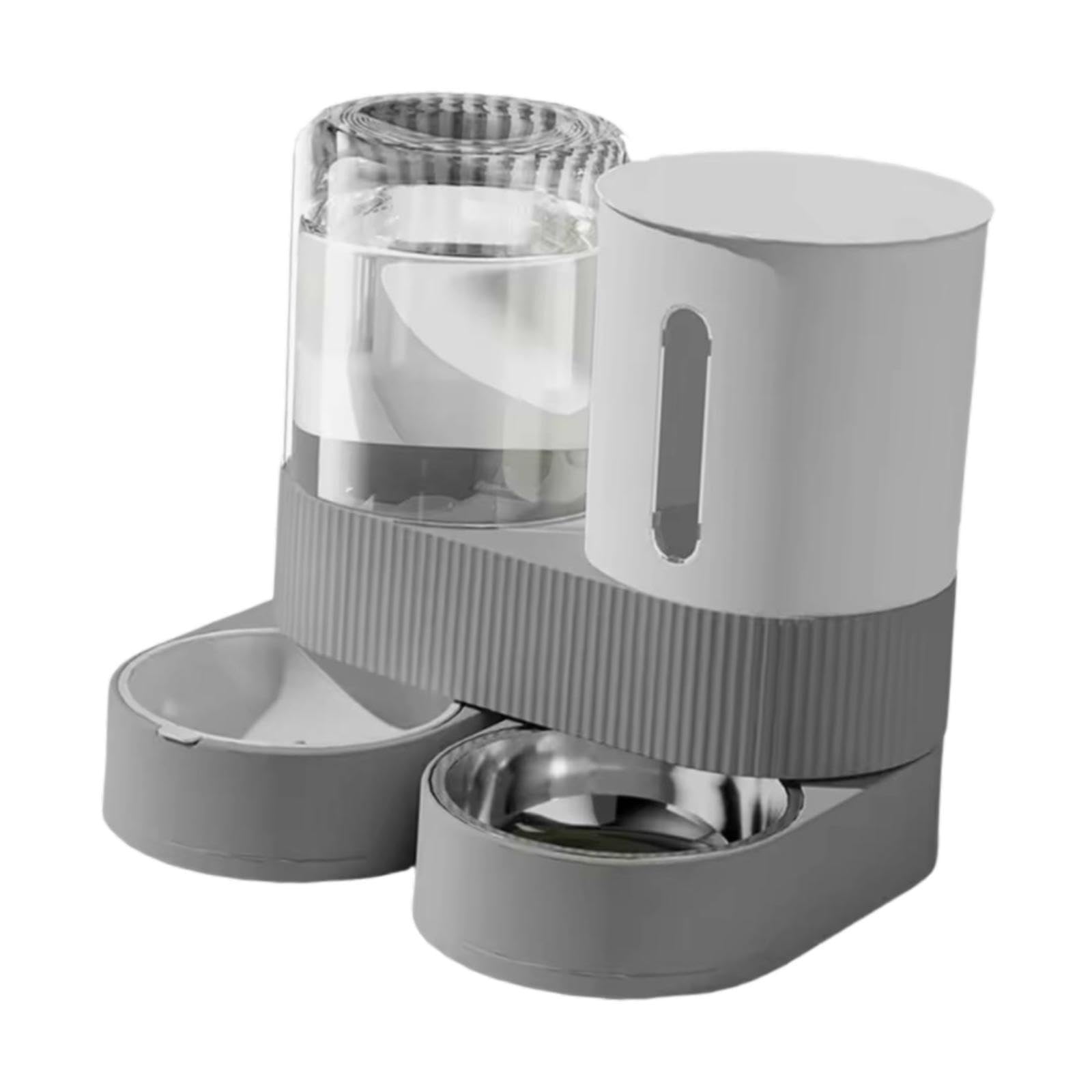 Comedero Automático para Mascotas, Contenedor de Comida, Estación de Alimentación, Gran Capacidad, Cuenco para Comida, Dispensador de Agua para Conejo, Gris