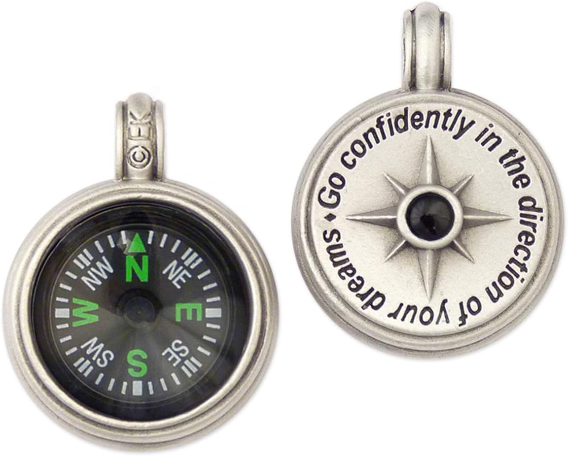 Journeyworks Compass Rose Compass Pendant with Thoreau Quote