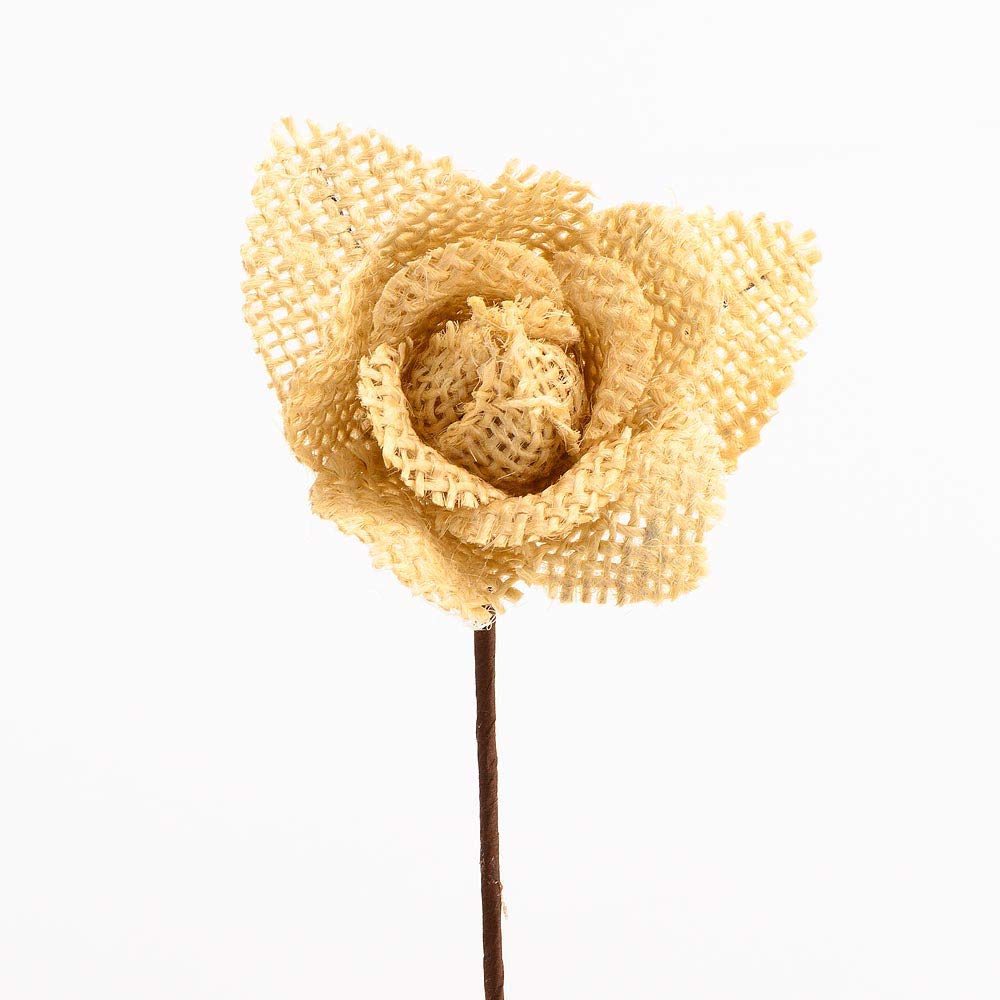 Italian Options Pack Of 12 - Hessian Rose Craft Flowers - Natural