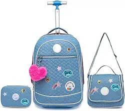 Kit Mochila Rodinha Feminina Juvenil Polo One Lancheira Térmica Estojo Organizador