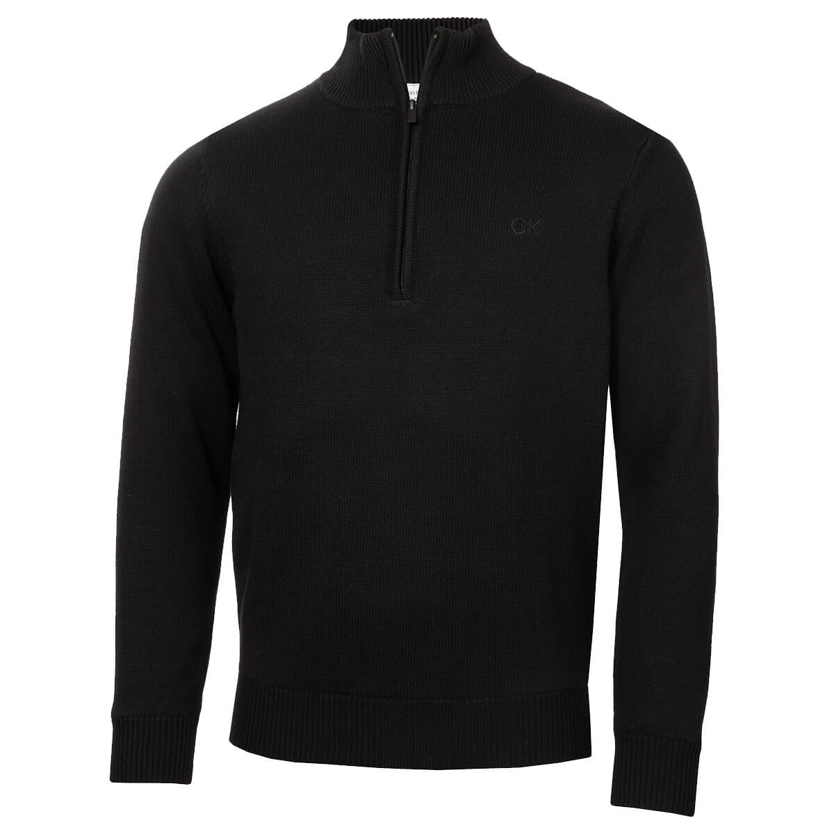 Calvin Klein Men's Black/Black Lined Chunky Half Zip Sweater - Xxxl