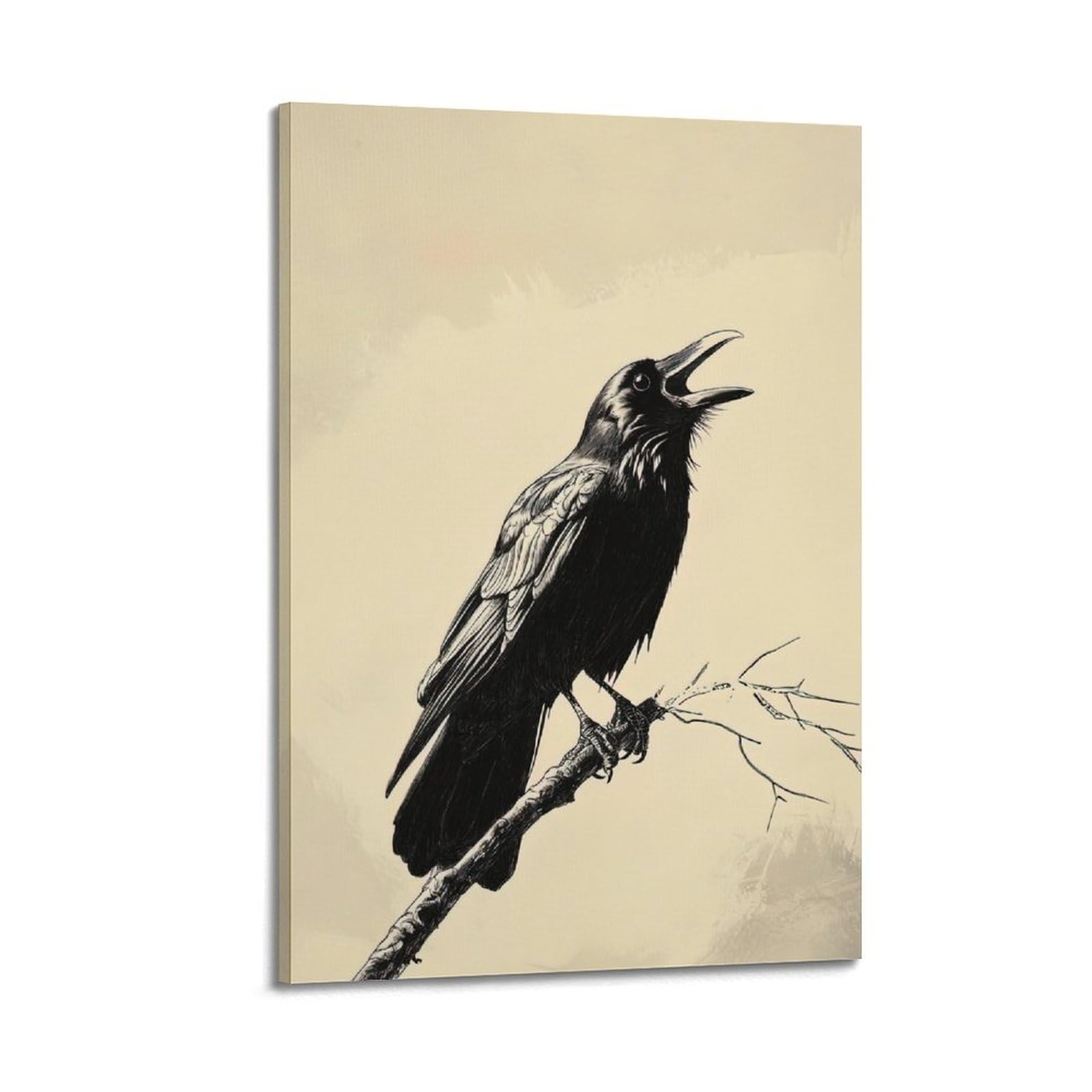 ZSZWHJ Animal Poster Open-mouthed Crow Poster Decorative Painting Canvas Wall Posters And Art Picture Print Modern Family Bedroom Decor Posters 20x30inch(50x75cm)