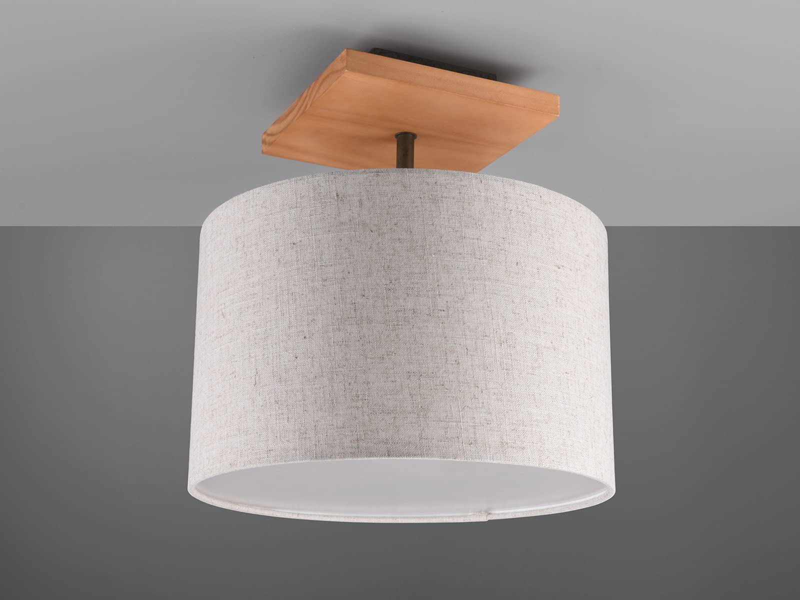 Deckenleuchte mit Stoff Lampenschirm in Leinenoptik Beige, Ø 35cm