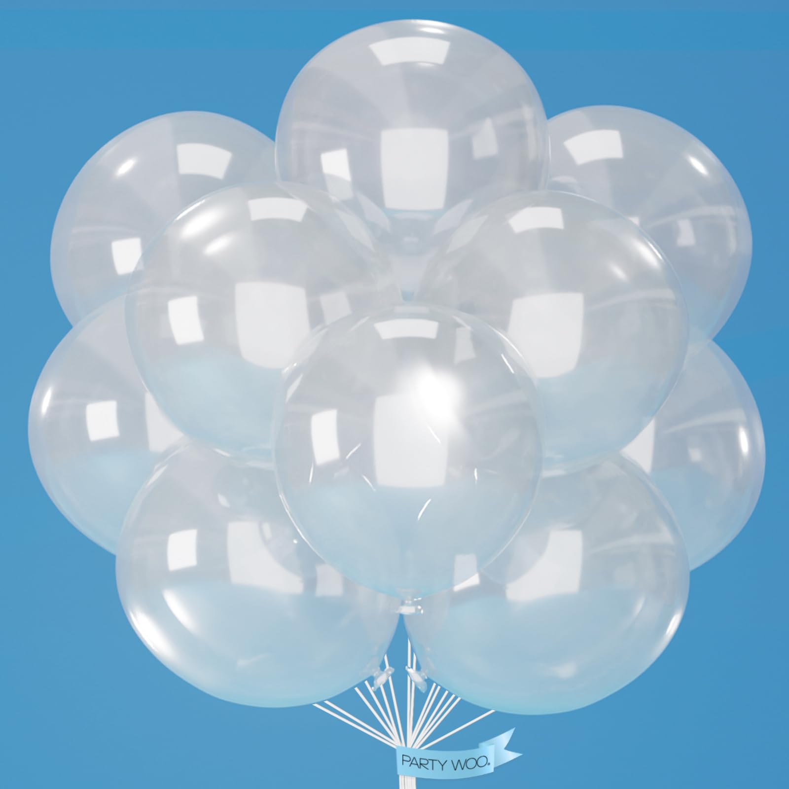 PartyWoo Clear Balloons 20pcs 18 Inch Transparent Latex Helium Balloons for Graduation Wedding Baby Shower Bridal Shower Engagement Gender Reveal Anniversary Birthday Party Decorations Clear-Y2