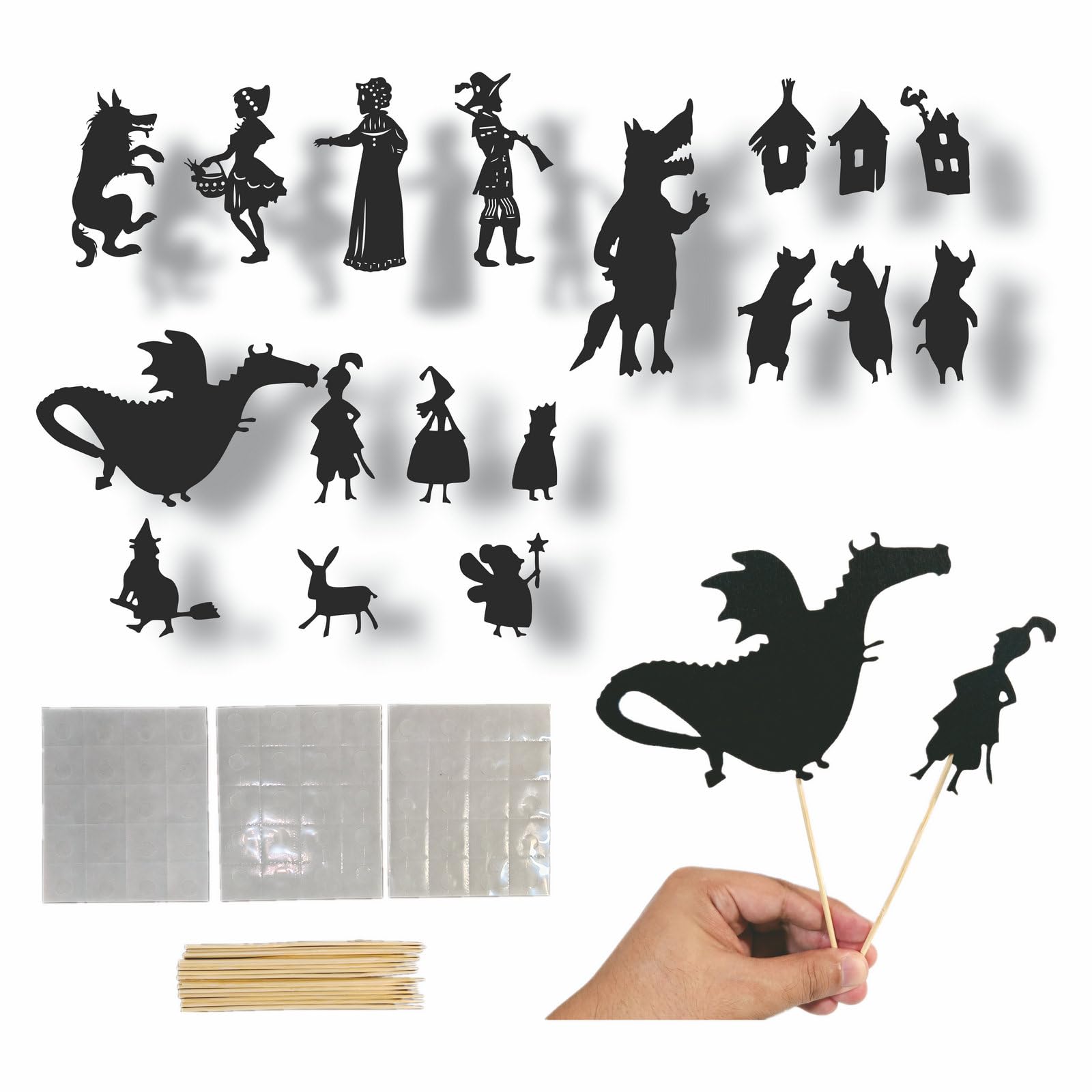 Shadow Puppetry 3枚セット Amazon.com: Shadow Puppet Theater Set – 20-Piece Fairy Tale