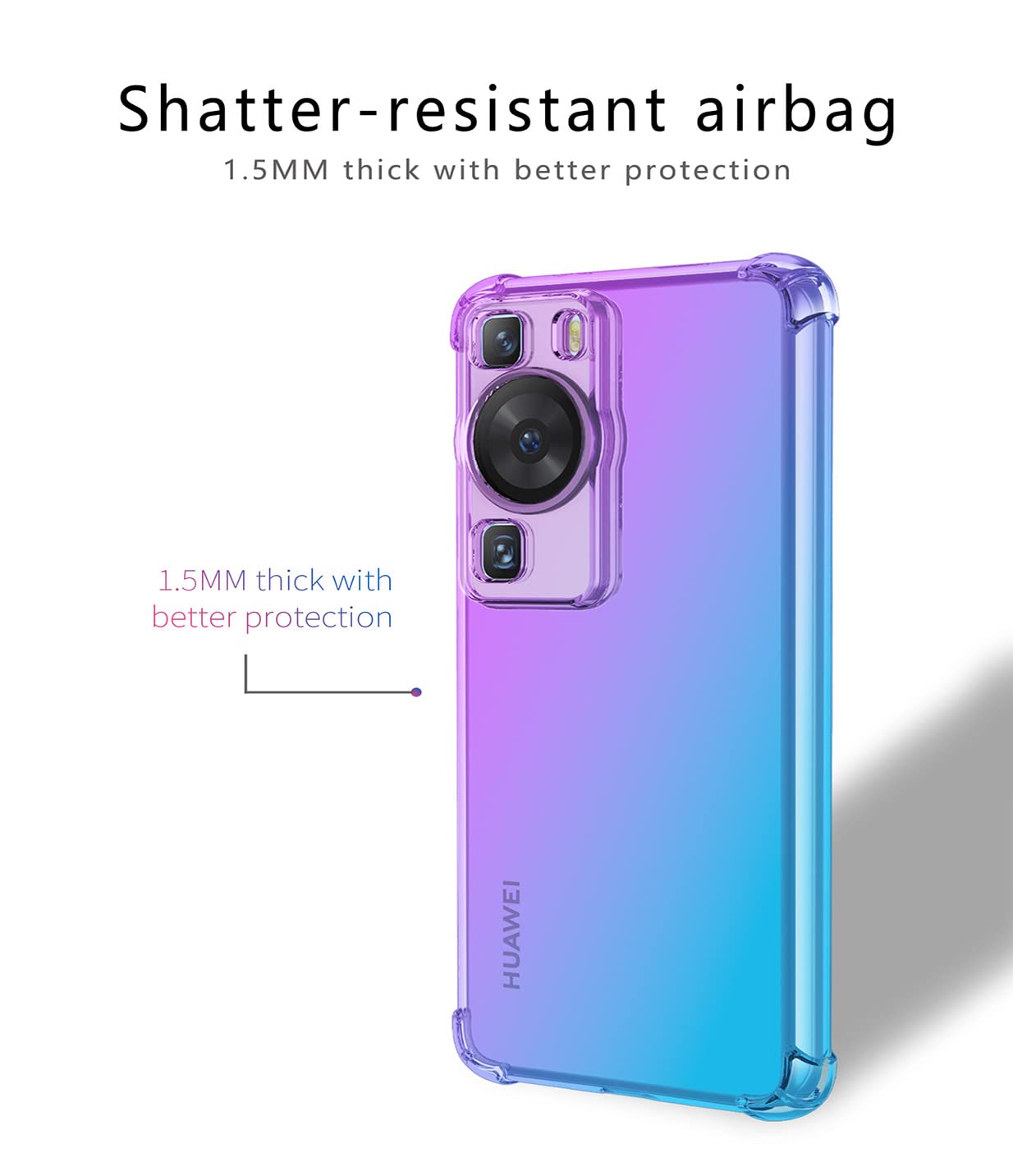UPLAI Cover Per Huawei P60 Pro Con Bordo Galvanico Effetto Sfumato Blu - Ultra Sottile TPU - 3