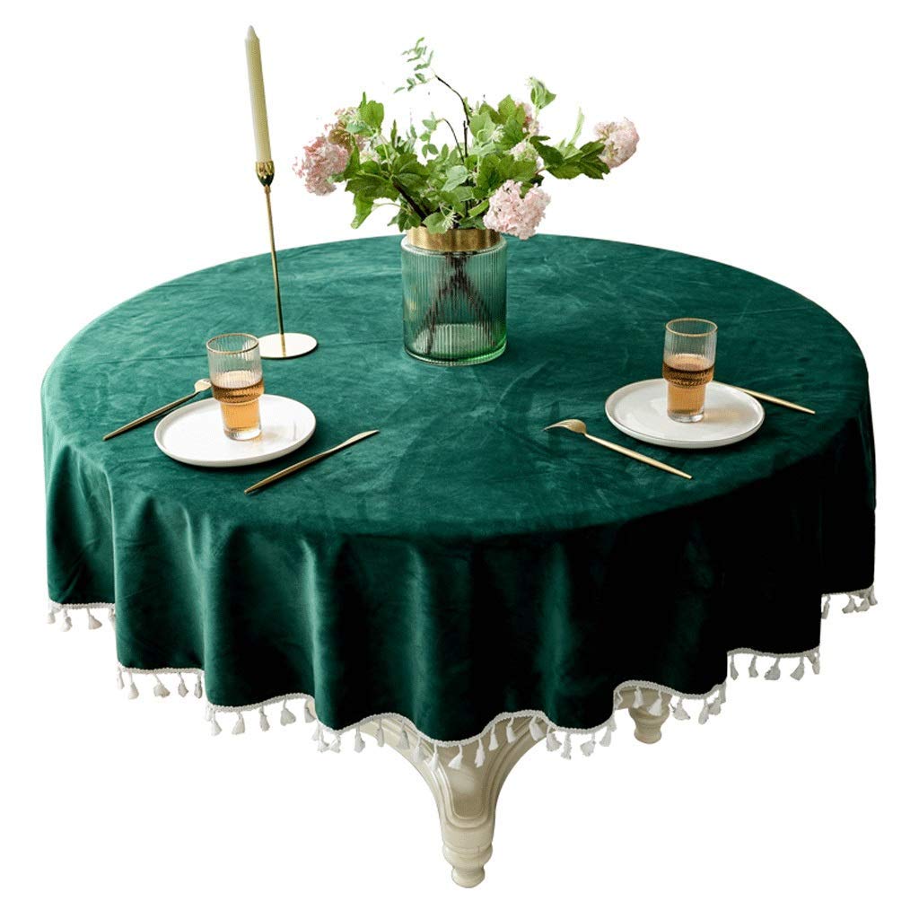 Nappe ronde de 180cm en velours nordique de couleur unie pour table de maison