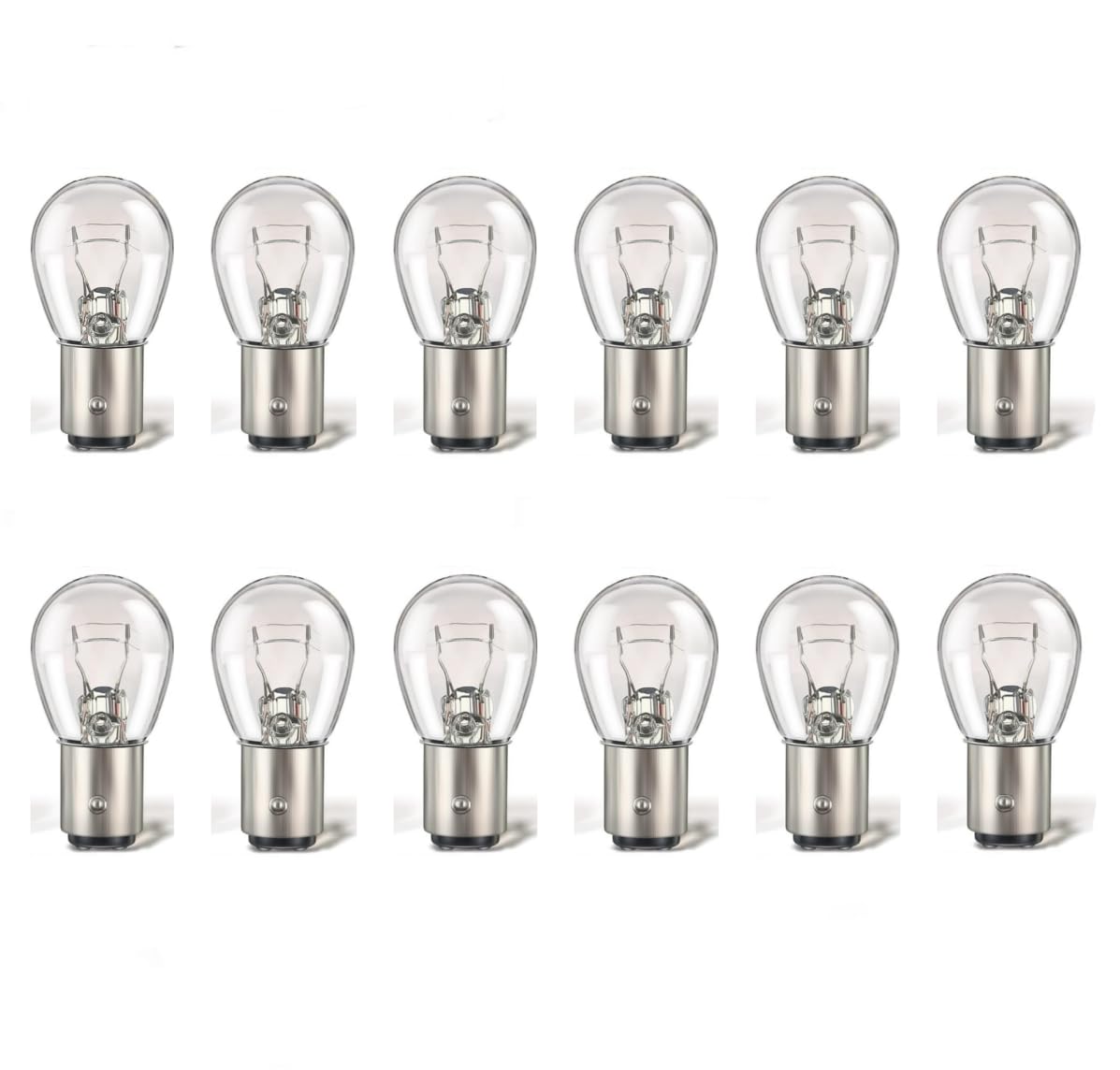 Kadiby 12 Pack 2057/1157/2357 Bulb Tail/Brake/Turn Signal Lights Long Life White Clear Auto Trailer Light Bulbs S25 P21/5W 2057LL 2057A 2057NALL