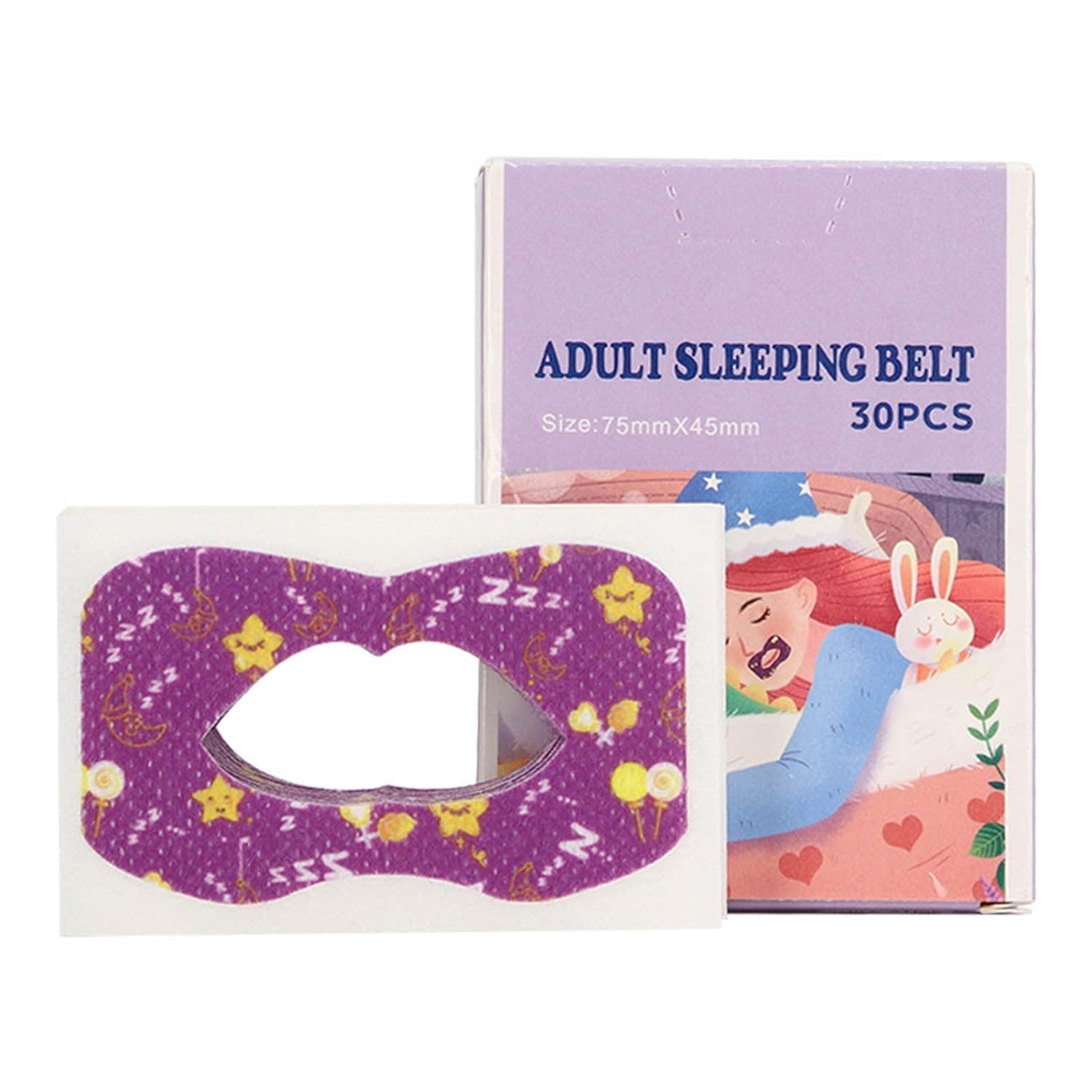 MOKRUSH 30 Pcs Adults Sleep Mouth Tape Anti-Snoring Strips for Improved Nose Breathing and Snore Reduction Pain-Free Removal Strips Gentle Elastic Mouth Tape for Sleeping(75mm × 45mm)