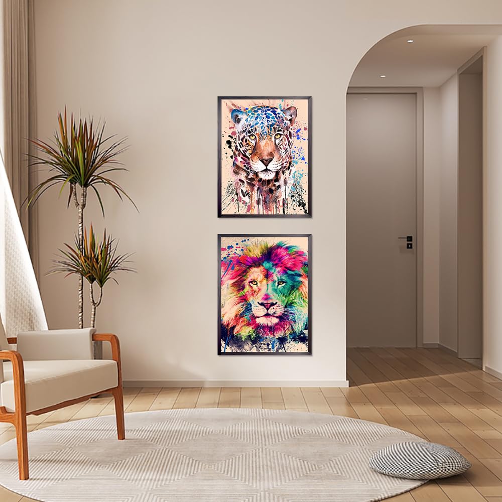Milaosk Kit Diamond Painting 5D Leoni E Leopardi 30x40cm | Fai Da Te Cristalli Animali Regalo