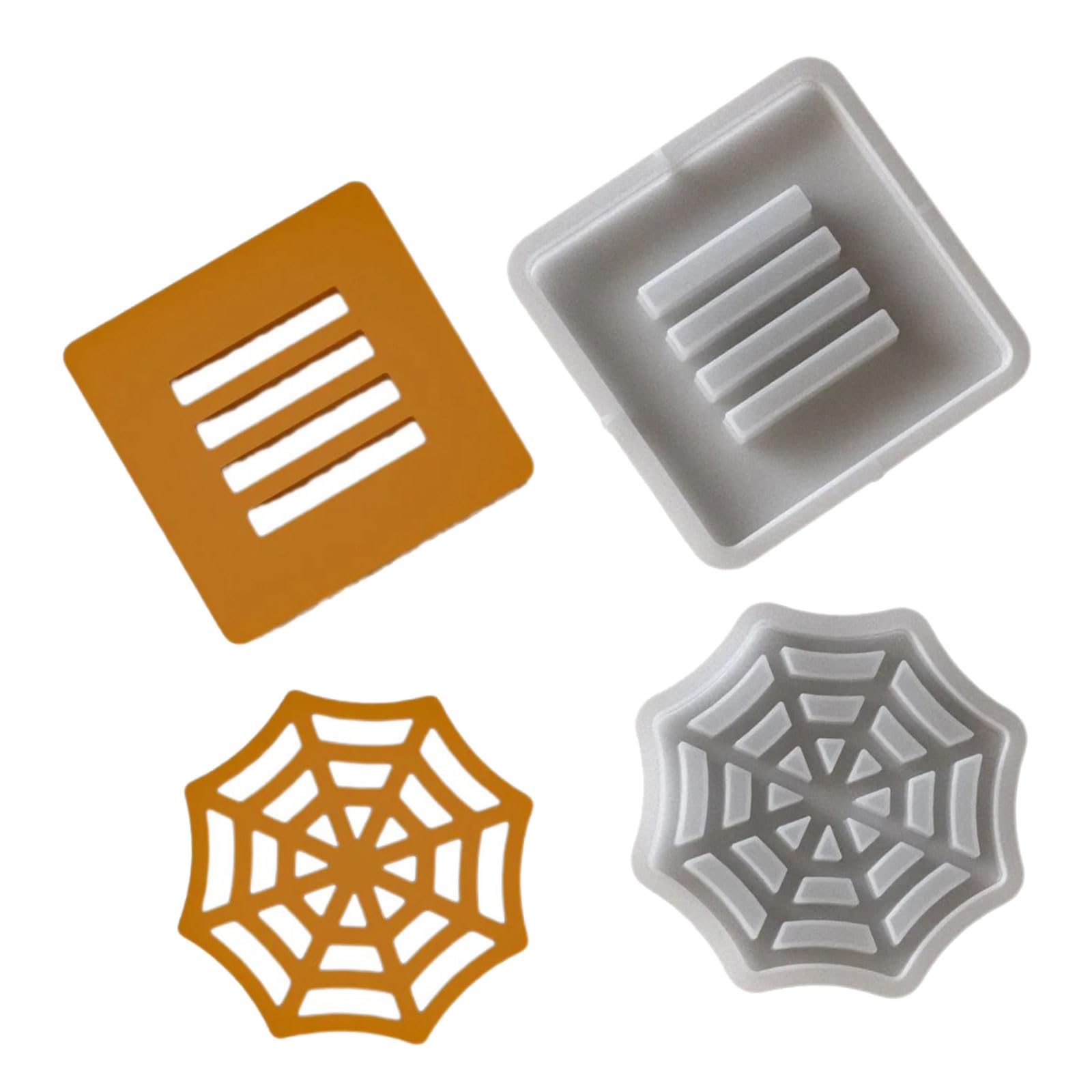 carotoe Practical Spiderweb Coasters Base Silicone Crafting Mold Halloween Projects Making Home Accessories Halloween Silicone Mold Spiderweb Coasters Practical Baking Food Grade Base