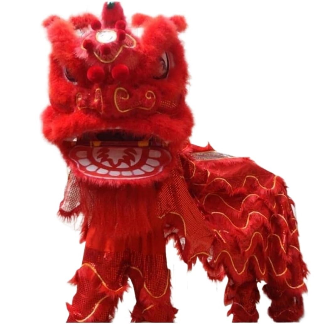Krxsobnv Red Lion Dance Clothes, Party Lion Dance Cosplay Traditional Mascot Accessories Chinese New Year