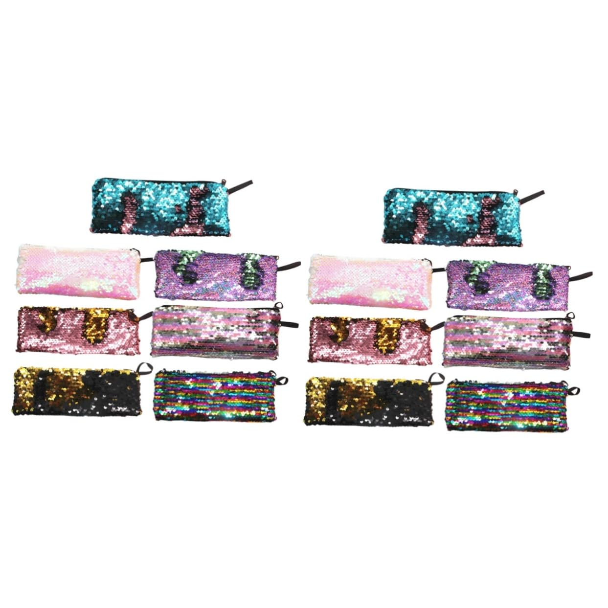 SEWACC Estuche para Lápices De Lentejuelas De 14 Piezas Bolsa De Almacenamiento De Cable De Datos Bolsa De Cosméticos Estuche Reversible para Bolígrafos De Lentejuelas con Cremallera