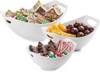 LAUCHUH Serving Bowls with Handles, Porcelain Serving Dishes White Nesti...