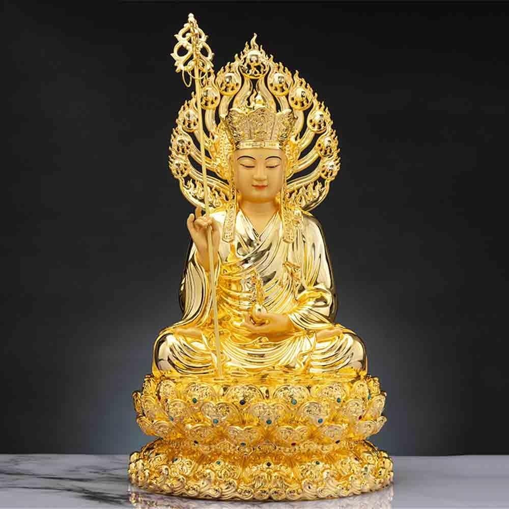 Figuras de Budas Estatua de Buda de latón con Base retroiluminada for Entrada de Sala de Estar, decoración Feng Shui, Adornos de adoración Zen Budas Decorativos(Grande)
