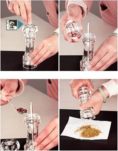 Miniatura 5 de Molinillo de pimienta y pimienta, molinillo de cerámica, perfecto para sal y pimienta del Himalaya, molinos ajustables, molinos de pimienta fina