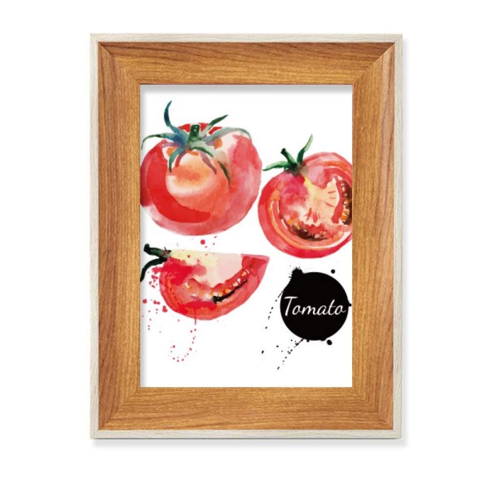 Tableau Art Aquarelle Tomate Savoureuse Cadre en Bois Premium