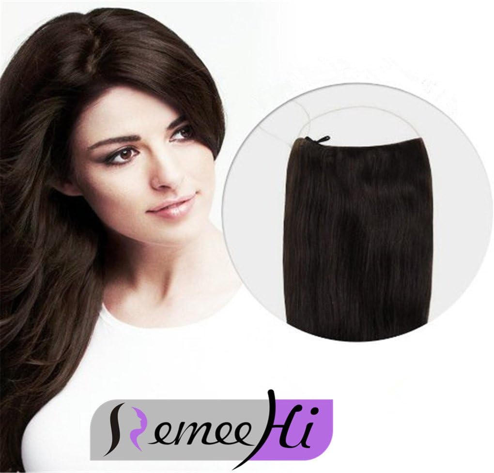 Remeehi 28cm Width Easy Wear One Piece Invisible Wire Micro Hair Extensions 100% Remy Real Human Hair Extensions 120g 22 Inches #8 Chestnut Brown