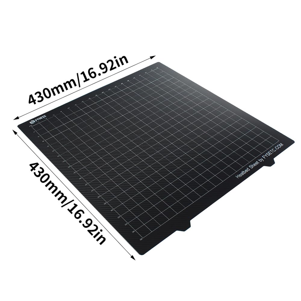 Placa de construcción PEI de 430x430mm Cama de impresión 3D Recubrimiento en polvo de doble cara PEI + Superficie lisa de fibra de carbono Plataforma flexible de acero con resorte (1)