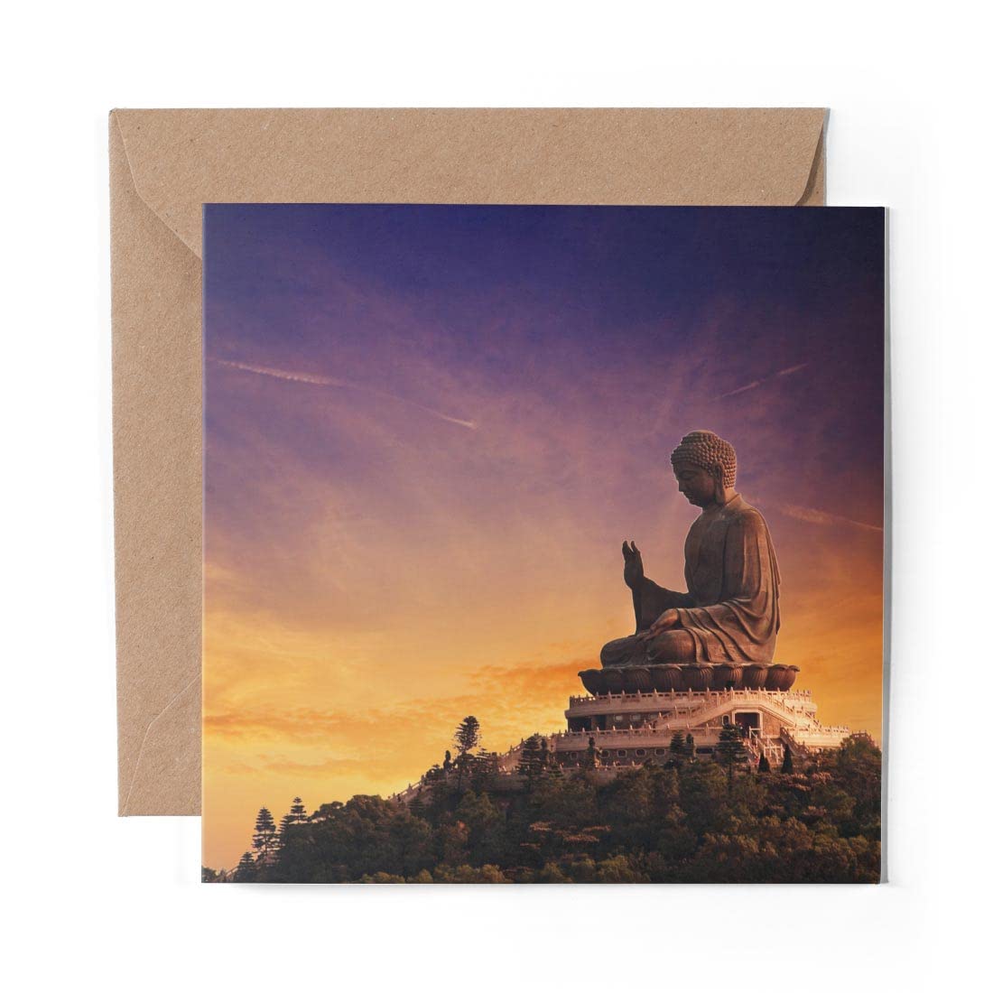 1 x Greeting Card Tian Tan Buddha Hong Kong - Blank Birthday Celebration Anniversary #12189