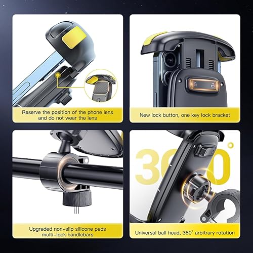 Miniatura 6 de Soporte para teléfono de motocicleta  Soporte para teléfono de bicicleta  Abrazadera para manillar de motocicleta, clip de teléfono celular para