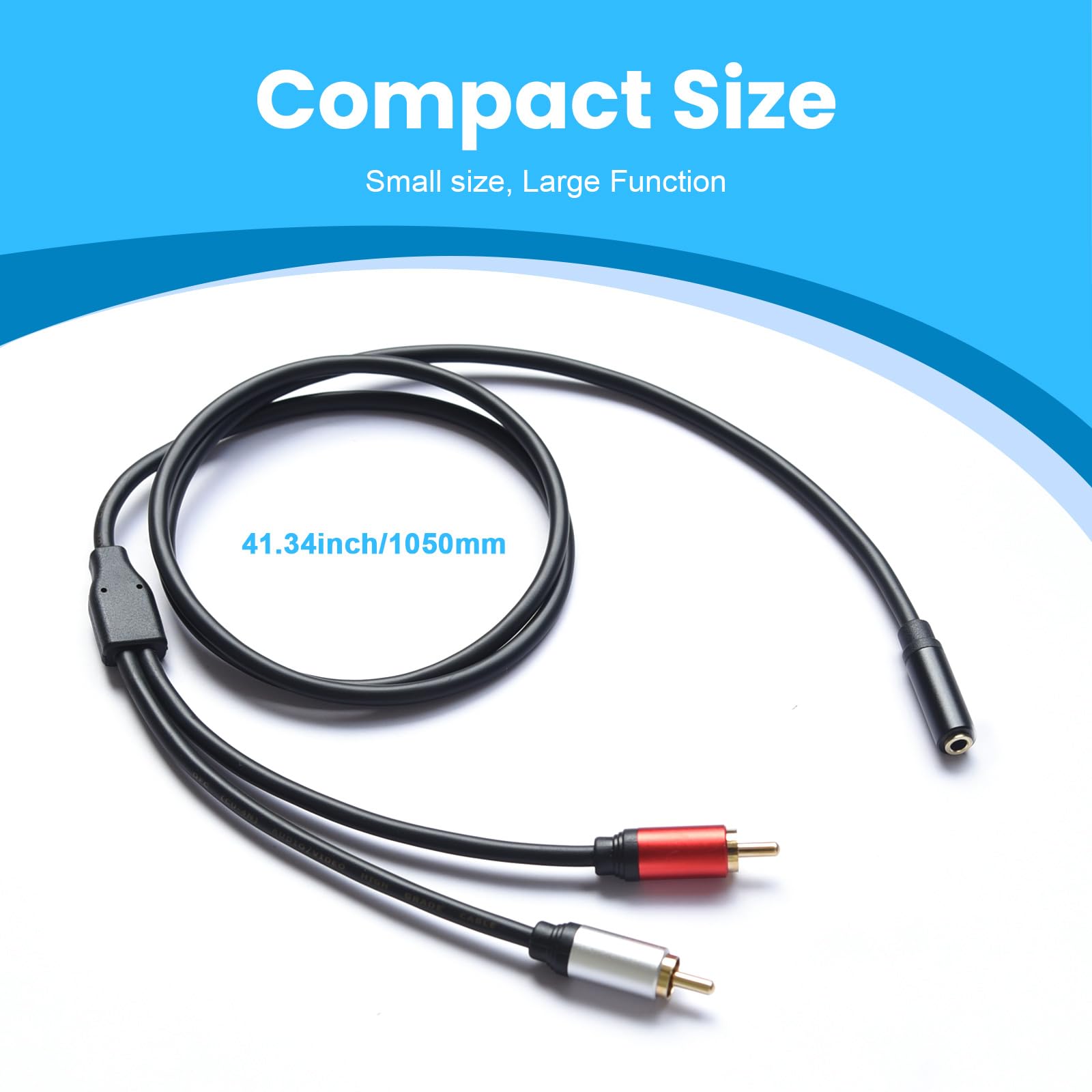 Soshine RCA Y Splitter 1 hembra a 2 machos (paquete de 2), adaptador de audio divisor de cable RCA chapado en oro de 3 pies para subwoofers, cine en casa, amplificadores, sistemas de alta fidelidad