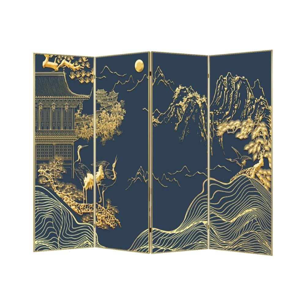 Privacy Screen Screen Partition Foldable Living Room Tea Background Wall Retro Three-dimensional Gilded Texture Privacy Room Divider